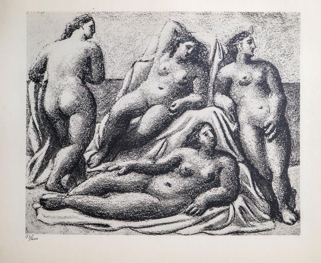 Pablo Picasso - Baigneuses: Artist: Pablo Picasso Title: Baigneuses Dimensions: 8.5in. by 11in. Edition: From the rare limited edition Suite: Pablo Picasso by Eugenio D'Ors Medium: Lithograph on paper Condition: Excellent
