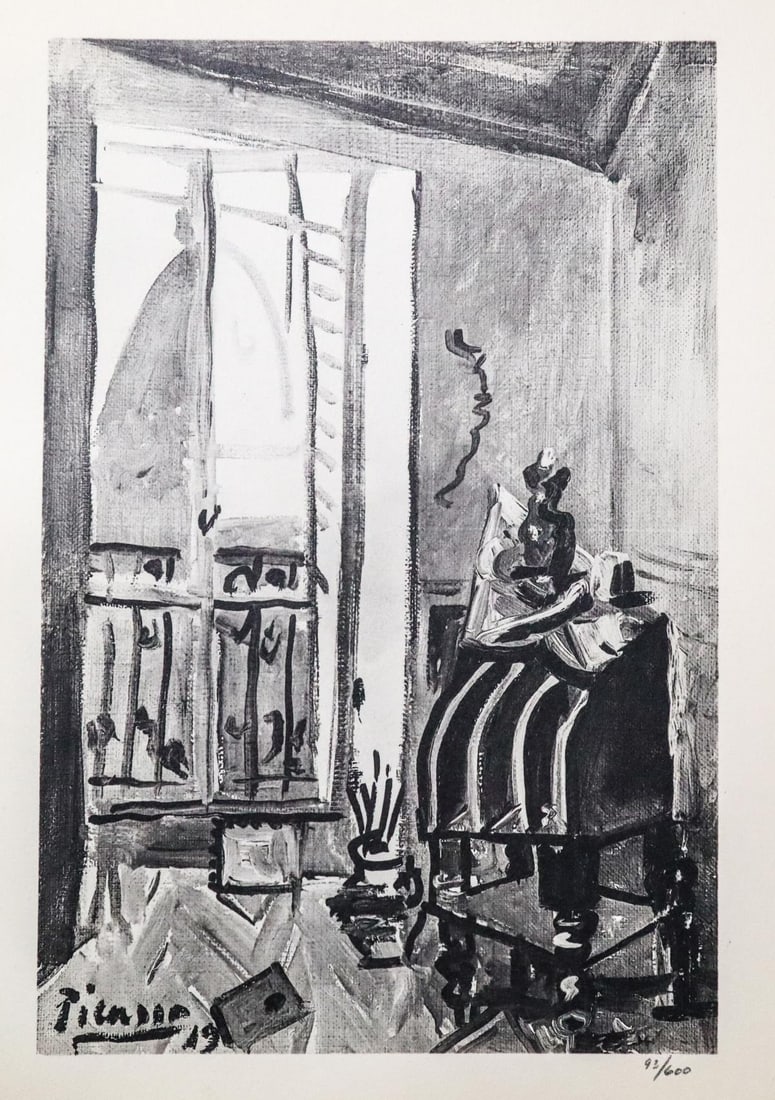 Pablo Picasso - L'Atelier: Artist: Pablo Picasso Title: L'Atelier Dimensions: 8.5in. by 11in. Edition: From the rare limited edition of 600 Suite: Pablo Picasso by Eugenio D'Ors Medium: Lithograph on paper Condition: Excellent