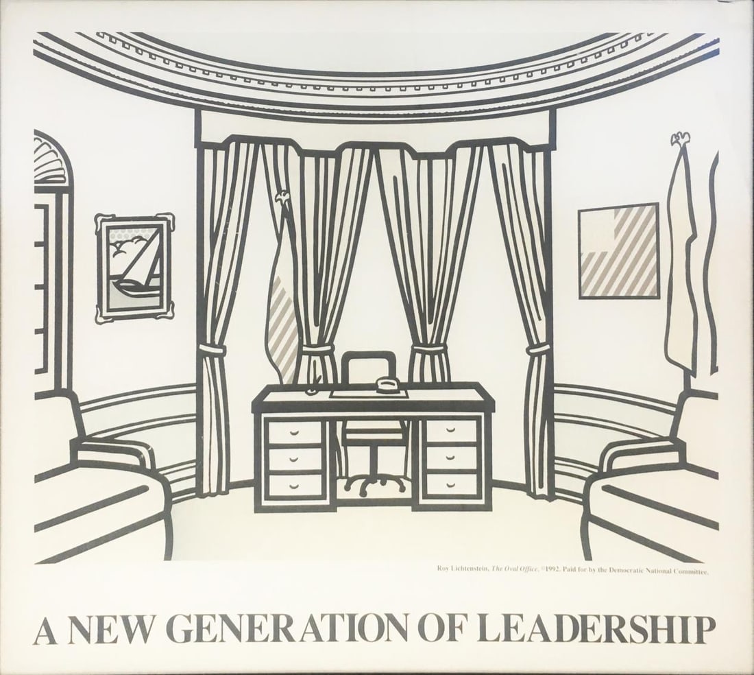 Roy Lichtenstein - A New Generation of Leadership (The Oval Office Poster): Artist: Roy Lichtenstein Title: A New Generation of Leadership (The Oval Office Poster) Year: 1992 Dimensions: 33 7/8in. by 38in. Edition: From the Rare Limited Edition Publisher: Ronald Feldman Fine