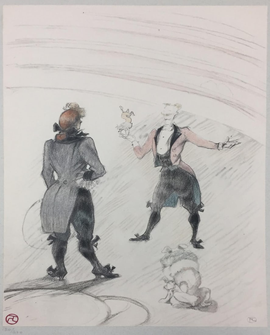 Henri Toulouse-Lautrec - Dresseur de Chiens (1908): Artist: Henri Toulouse-Lautrec Title: Dresseur de Chiens Year: 1908 Dimensions: 17in. by 12 3/8in. Edition: From the Rare Limited Edition of 200 Publisher: Labraire de France Suite: Au Cirque Medium: