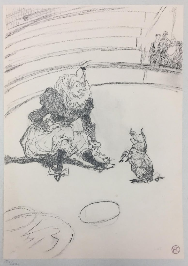 Henri Toulouse-Lautrec - Clownesse et Cochon (1908): Artist: Henri Toulouse-Lautrec Title: Clownesse et Cochon Year: 1908 Dimensions: 17in. by 12 3/8in. Edition: From the Rare Limited Edition of 200 Publisher: Labraire de France Suite: Au Cirque
