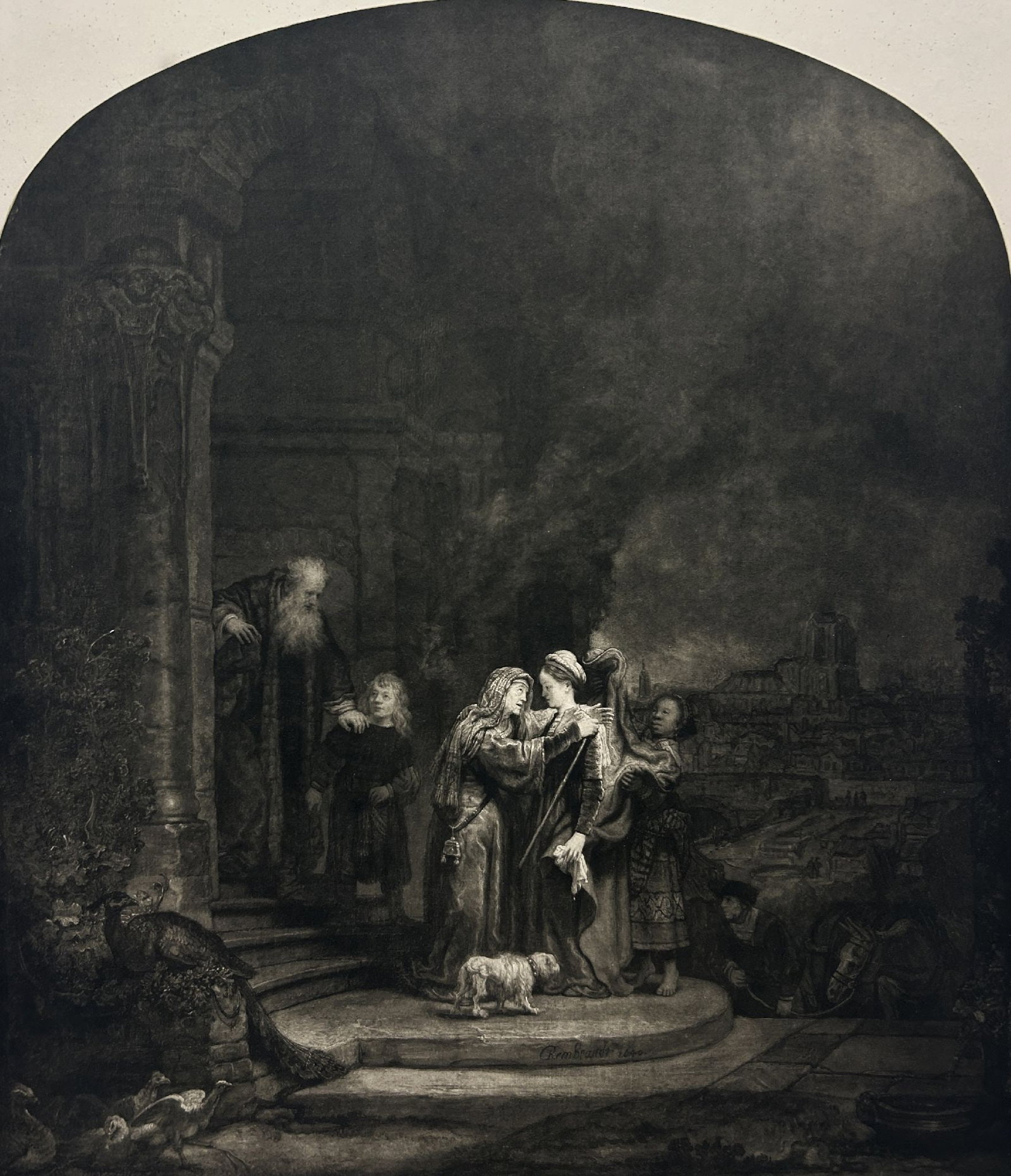 Rembrandt van Rijn (After) - The Meeting of Mary And Elizabeth: Artist: Rembrandt van Rijn (After) Title: The Meeting of Mary And Elizabeth Year: 1898 Dimensions: 26 7/8 x 20 7/8 in. Edition: from the limited edition Publisher: Scheltema & Holkema's Boekhandel,
