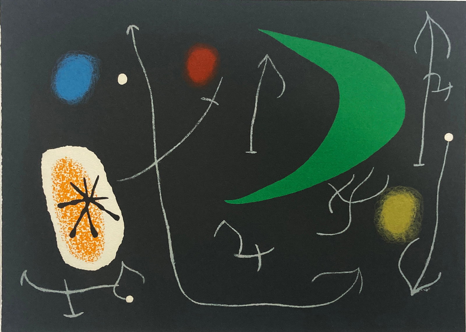 Joan Miro - Le Lezard aux Plumes d'Ord 2: Artist: Joan Miro Title: Le Lezard aux Plumes d'Ord 2 Year: 1971 Dimensions: 16 x 21 in. Edition: From the limited edition of 150 Publisher: Louis Broder Suite: Le Lezard Aux Plumes D'or Medium: