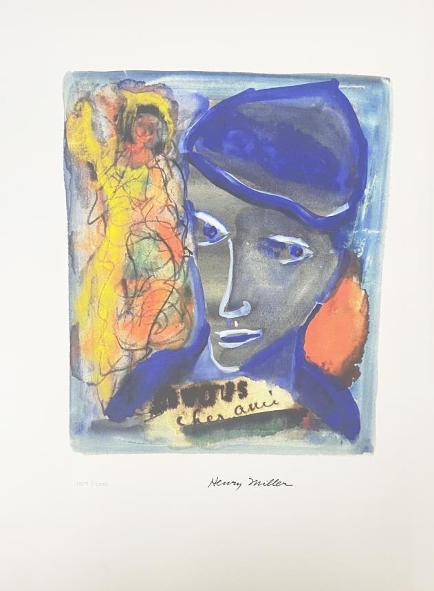 Henry Miller - A Vous Cher Ami: Artist: Henry Miller Title: A Vous Cher Ami Year: c. 1891-1980 Dimensions: 22 1/4in. by 15 1/2in. Edition: Numbered from the rare limited of edition of 200 Medium: Offset Lithograph in colors on