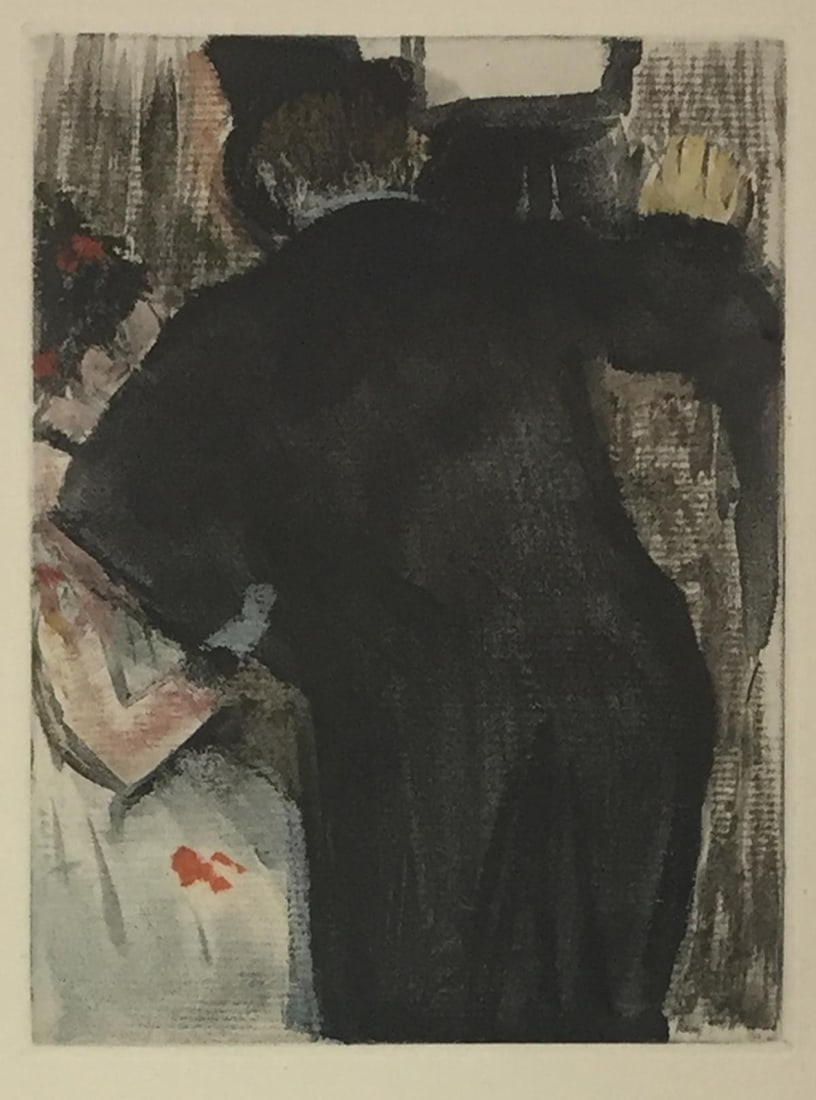 Edgar Degas - The Admirer: Artist: Edgar Degas Title: The Admirer Year: c 1938/39 Dimensions: 8.25in. by 6.25in. Edition: From the rare limited edition of 305 Medium: Original etching with color on paper Condition: Excellent