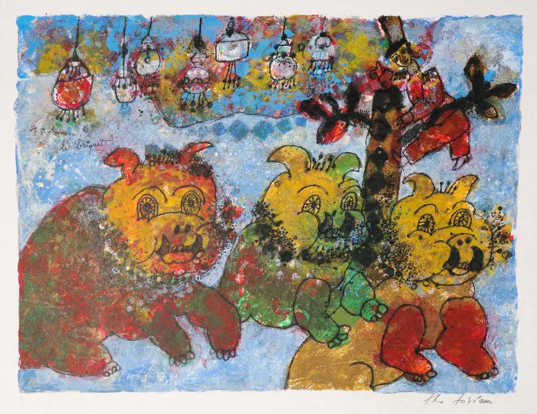 Theo Tobiasse - Le Biquette: Artist: Theo Tobiasse Title: Le Biquette Year: 1978 Dimensions: 22in. by 30in. Edition: From the rare limited edition Medium: Color lithograpoh on Japon paper Condition: Excellent Signature Details: