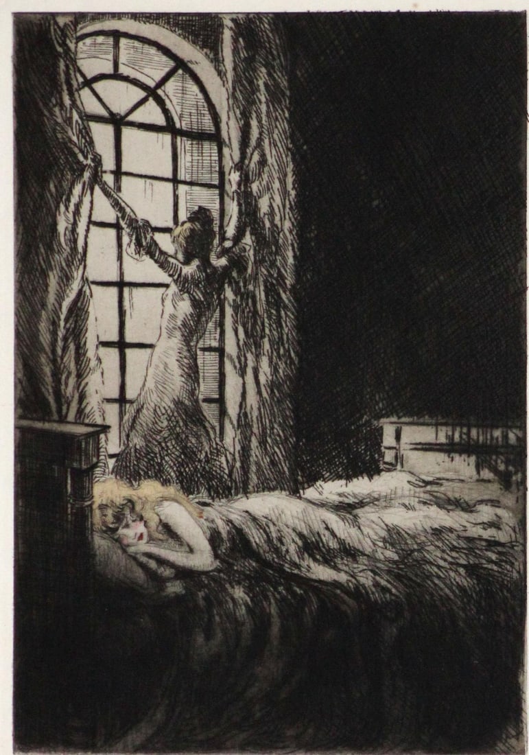 Louis Icart - A New Day from "L'ingenue Libertine": Artist: Louis Icart Title: A New Day from "L'ingenue Libertine" Year: 1926 Dimensions: 9.75in. by 12.75in. Edition: From the rare limited edition of 500 Suite: L'ingenue Libertine Medium: Original