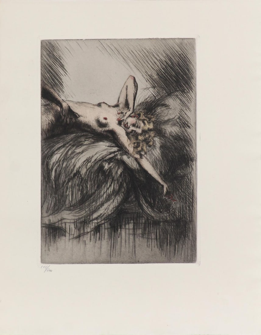 Louis Icart - Satisfied from "L'ingenue Libertine": Artist: Louis Icart Title: Satisfied from "L'ingenue Libertine" Year: 1926 Dimensions: 9.75in. by 12.75in. Edition: From the rare limited edition of 500 Suite: L'ingenue Libertine Medium: Original