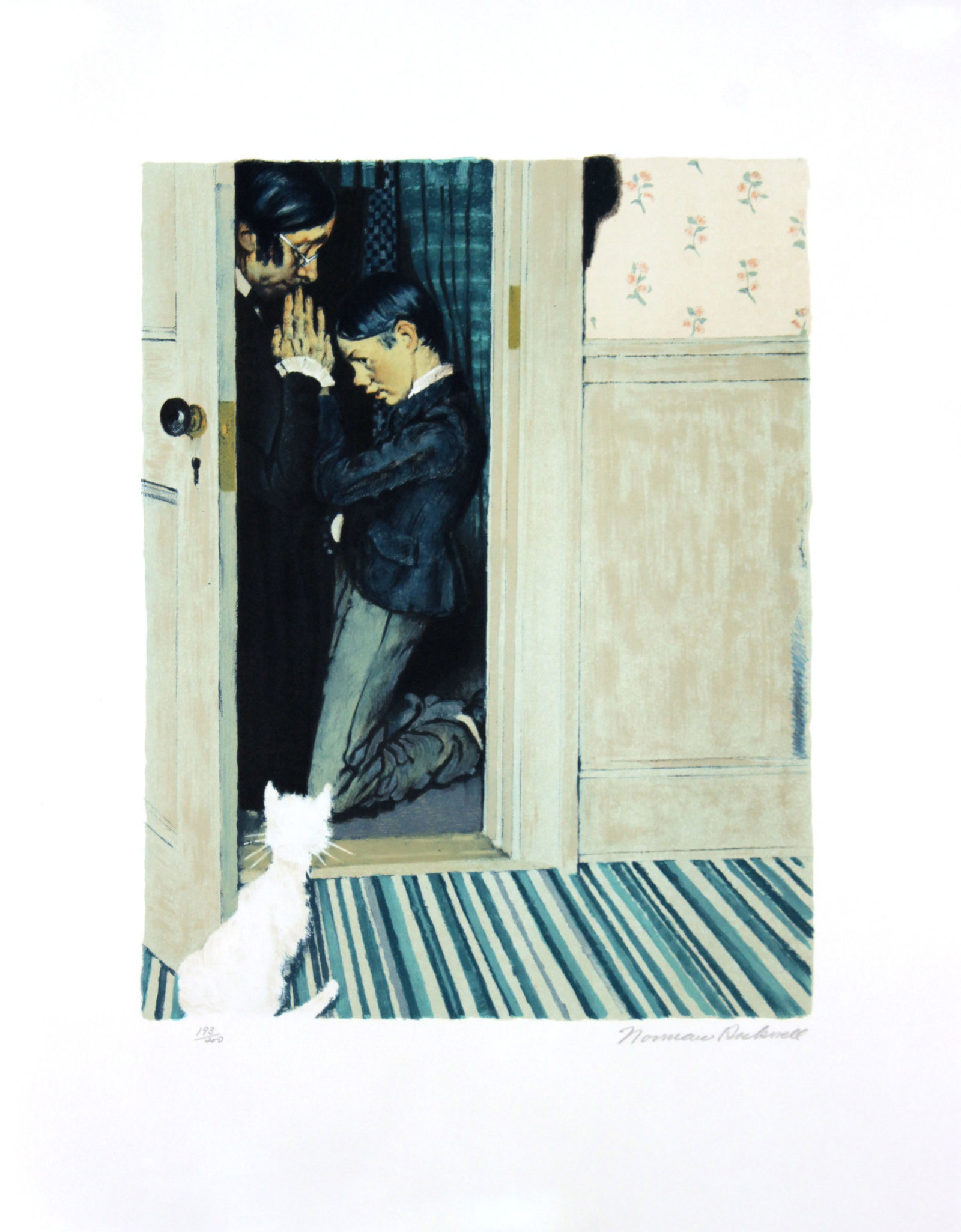 Norman Rockwell - Then Miss Watson Took Me in the Closet and Prayed: Artist: Norman Rockwell Title: Then Miss Watson Took Me in the Closet and Prayed Year: 1972 Dimensions: 26 x 20 in. Edition: From the limited edition of 200 Publisher: Circle Fine Arts Suite: Huck