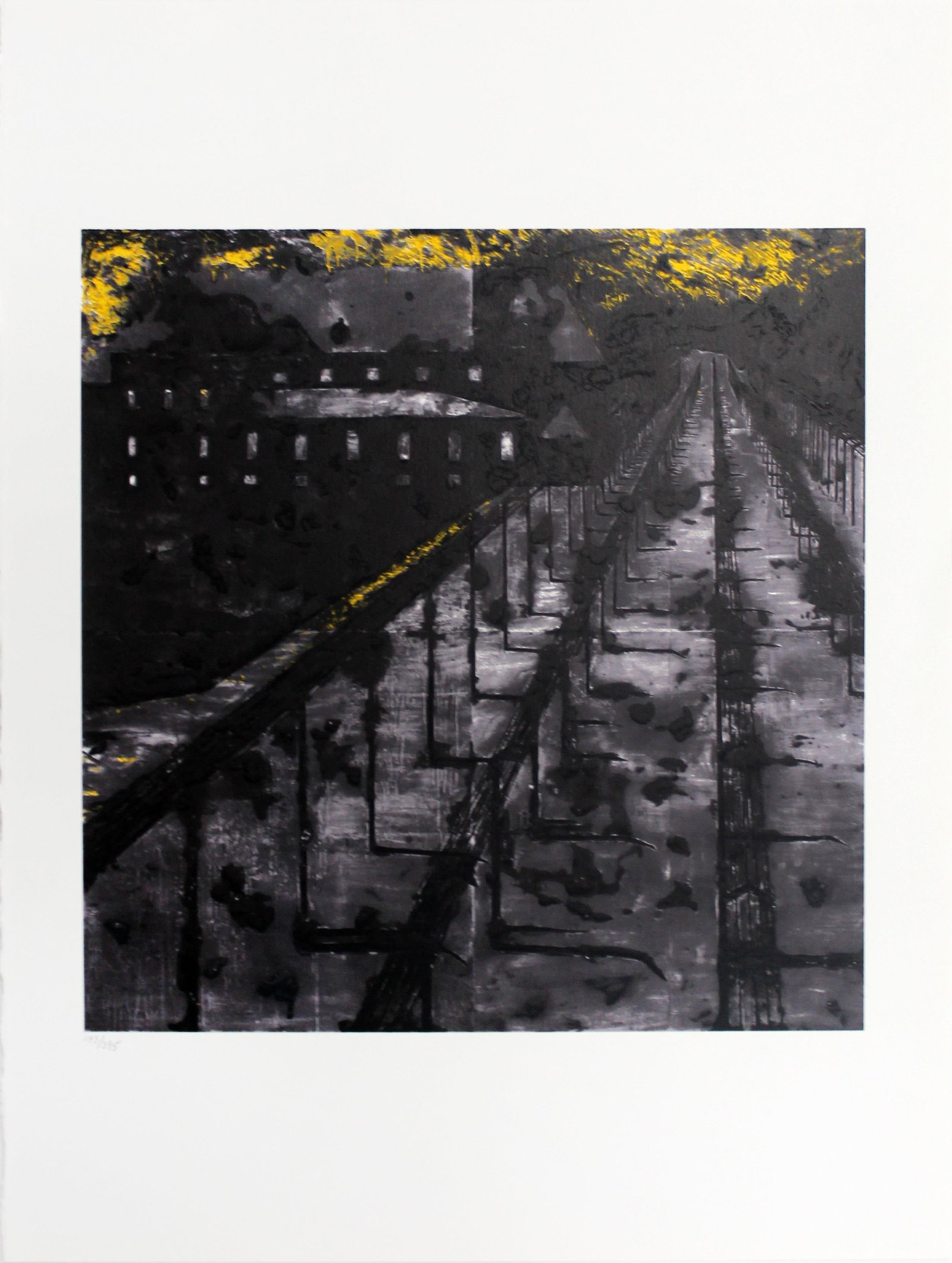 Donald Sultan - On the Boards: Artist: Donald Sultan Title: On the Boards Year: 1998 Dimensions: 22in. by 17in. Edition: From the limited edition of 395 Publisher: Marco Fine Arts Contemporary Atelier El Segundo Suite: Visual
