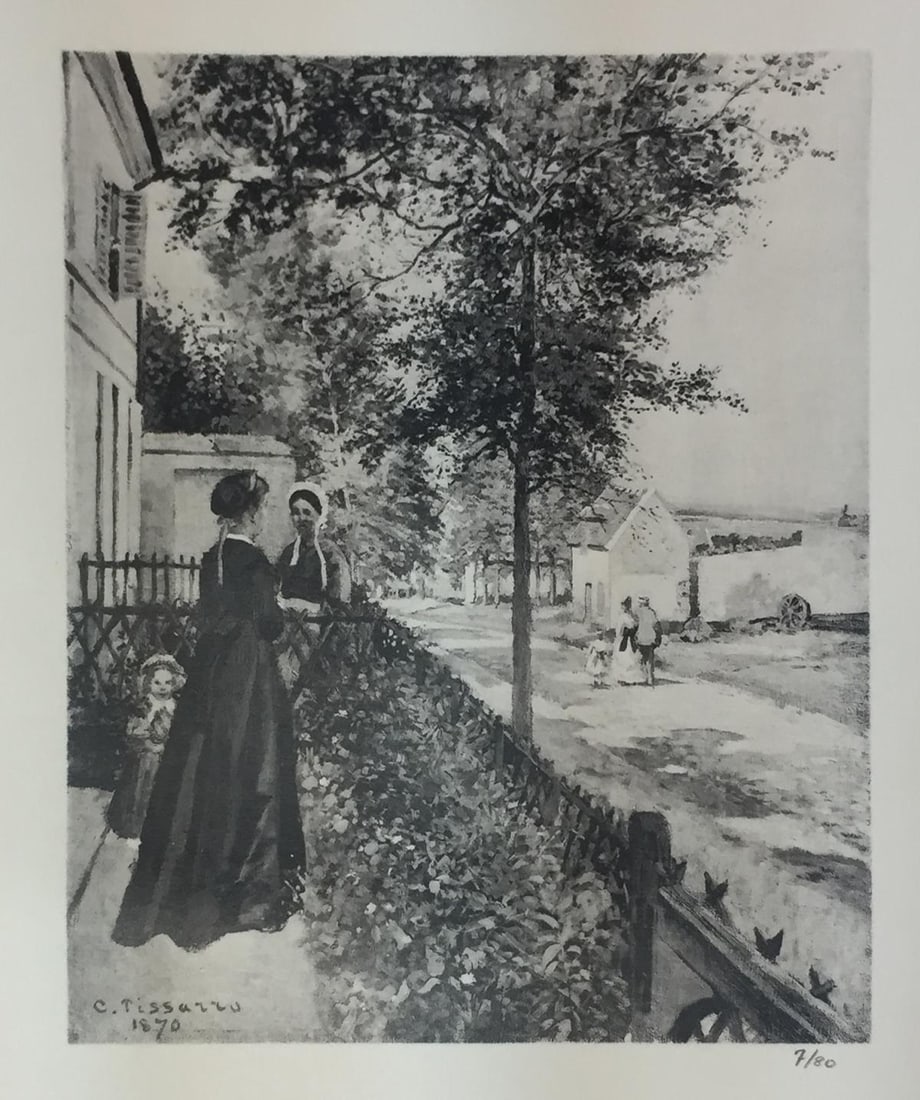 Camille Pissarro (After) - La Route de Versailles a: Artist: Camille Pissarro (After) Title: La Route de Versailles a Louveciennes Year: 1922 Dimensions: 9 3/8in. by 12 3/4in. Edition: From the Rare Limited Edition of 80 Publisher: Bernhein Jeune