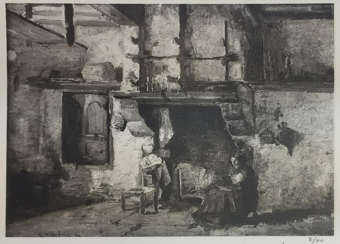 Camille Pissarro (After) - La Cuisine de Chez Piette a: Artist: Camille Pissarro (After) Title: La Cuisine de Chez Piette a Montfoucault Year: 1922 Dimensions: 9 3/8in. by 12 3/4in. Edition: From the Rare Limited Edition of 80 Publisher: Bernhein Jeune