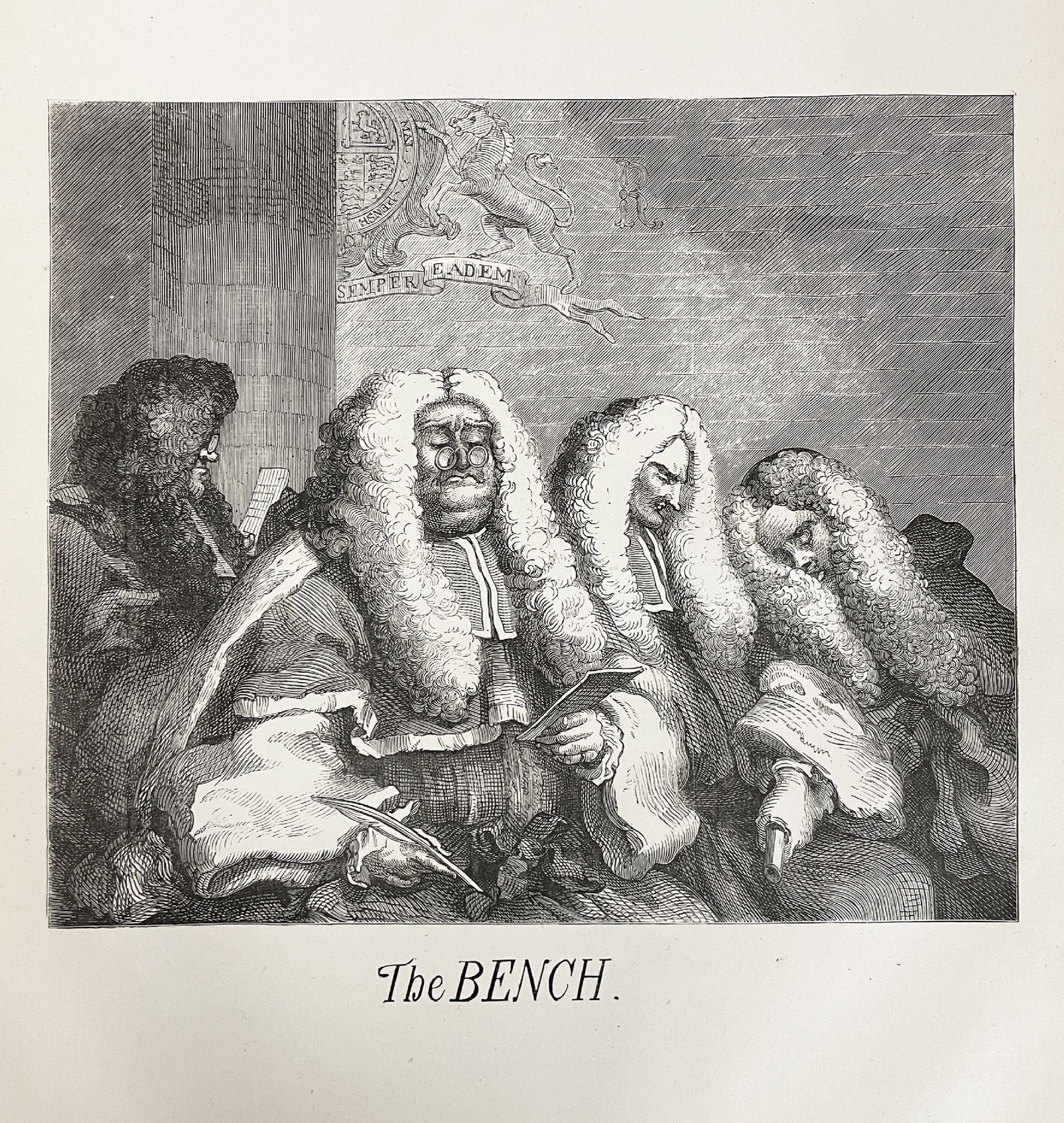 William Hogarth - The Bench: Artist: William Hogarth Title: The Bench Year: 1874 Dimensions: 12 3/4 x 9 3/4 in. Edition: From the rare limited edition Medium: Offset Lithograph on Paper Condition: Excellent Comes with Letter of