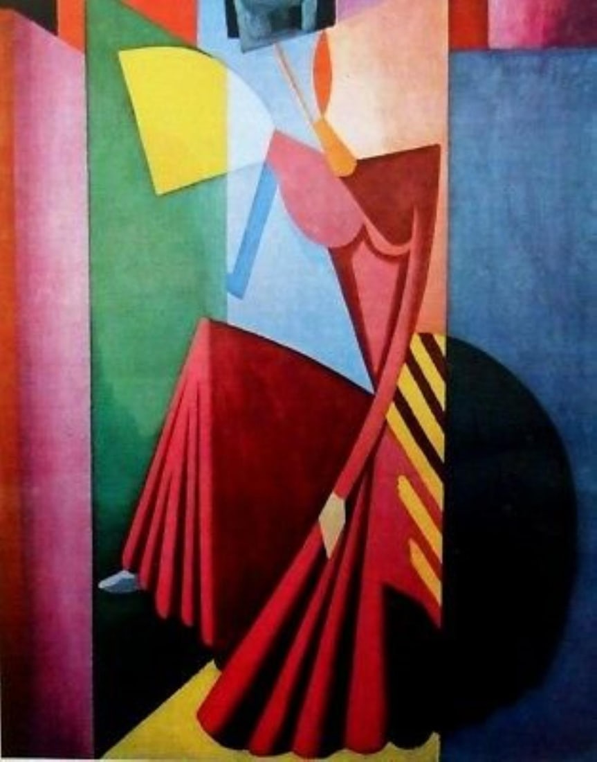 Alberto Magnelli - Femme a L'eventail: Artist: Alberto Magnelli Title: Femme a L'eventail Year: 1964 Dimensions: 12 1/2in. by 9 1/2in. Edition: From the rare limited edition Publisher: Mourlot Paris San Lazzaro Suite: XXe Siecle No24