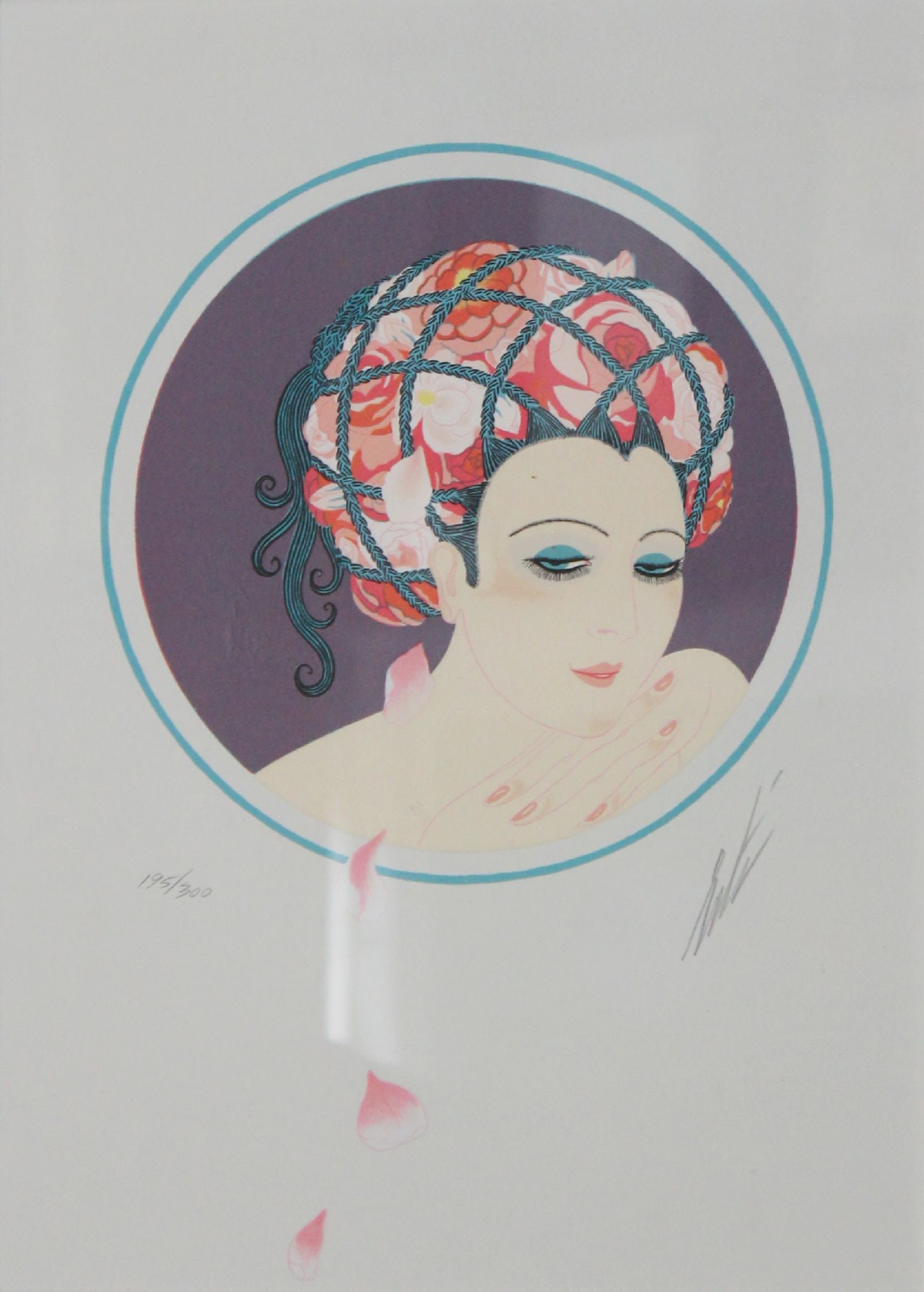 Erte - Rose Turban: Artist: Erte Title: Rose Turban Year: c. 1979 Dimensions: 11 x 14 1/2 in. Edition: 195 from the rare limited edition of 300 Suite: Turbans Medium: