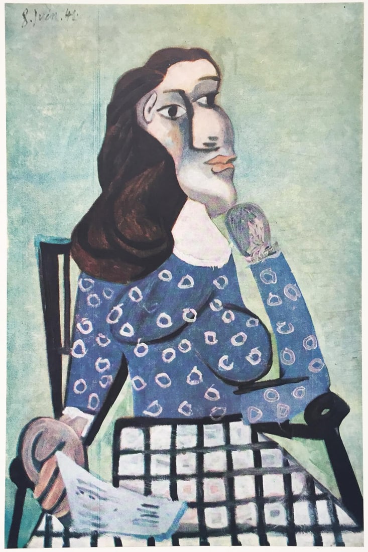 Pablo Picasso (After) - Femme au Corsage Bleu: Artist: Pablo Picasso (After) Title: Femme au Corsage Bleu Year: 1946 Dimensions: 14 3/4in. by 10 7/8in. Edition: From the Rare Limited Edition Publisher: Les E