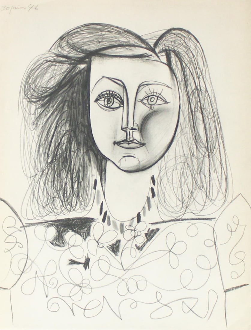 Pablo Picasso - Untitled (Portrait de Francoise Gilot) (After): Artist: Pablo Picasso Title: Untitled (Portrait de Francoise Gilot) Year: 1948 Dimensions: 13 5/8in. by 10 7/16in. Edition: From the Rare Limited Edition Publisher: