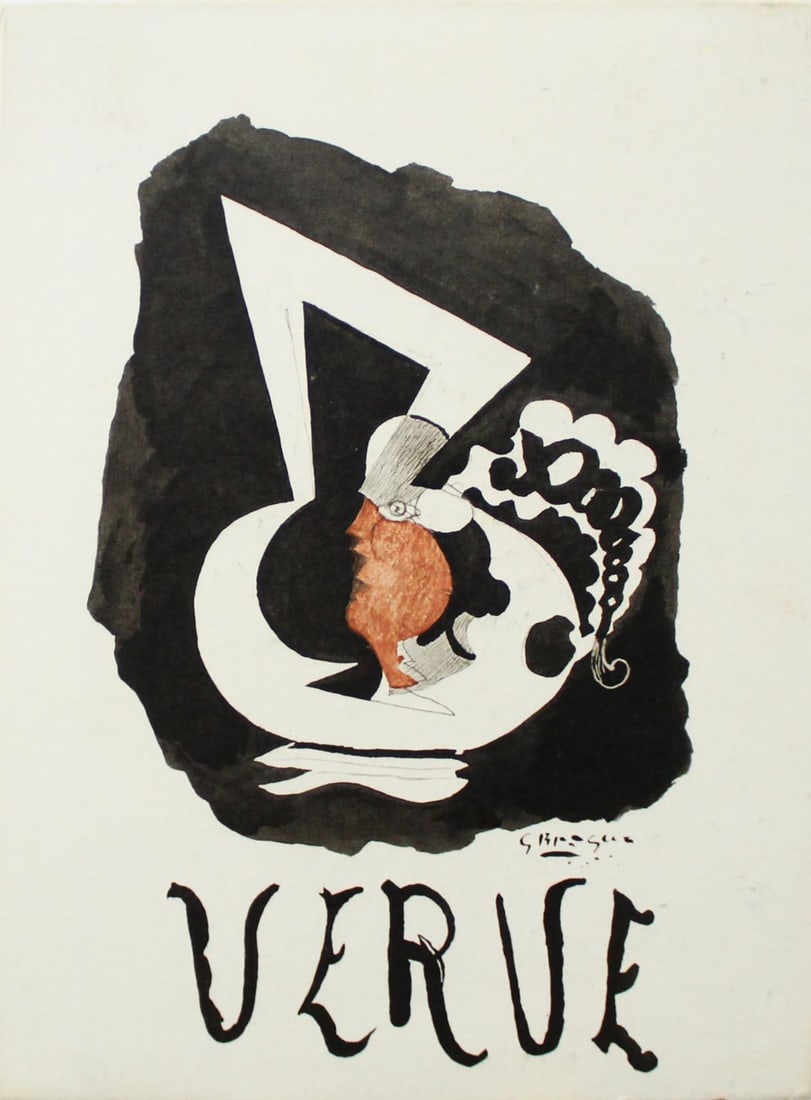 Georges Braque - Cover for Verve: Artist: Georges Braque Title: Cover for Verve Year: 1953 Dimensions: 10in. by 14in. Edition: From the Rare Limited Edition Publisher: Editions de la revue Verve Suite: Verve Vol. VII No. 27/28