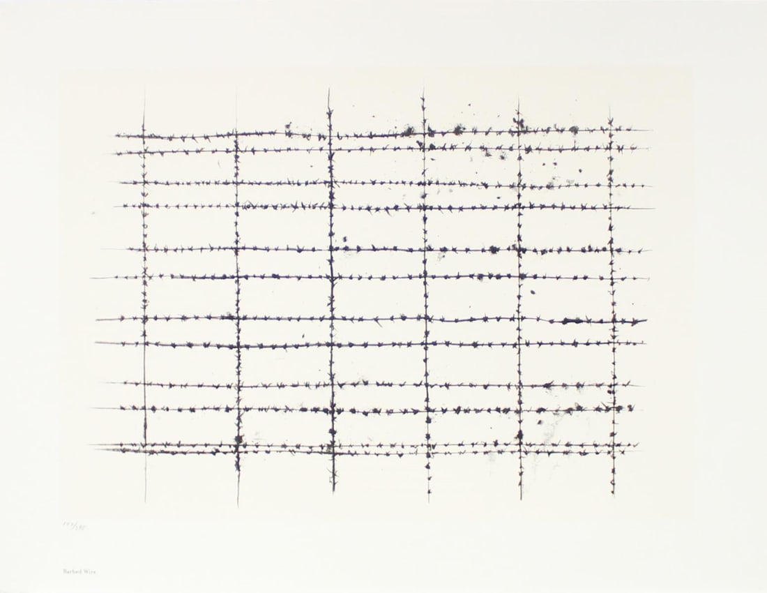 Donald Sultan - Barbed Wire: Artist: Donald Sultan Title: Barbed Wire Year: 1999 Dimensions: 17in. by 22in. Edition: From the Rare Limited Edition of 395 Publisher: MFA Contemporary Atelier Suite: Bar Mitzvah Medium: Screenprint
