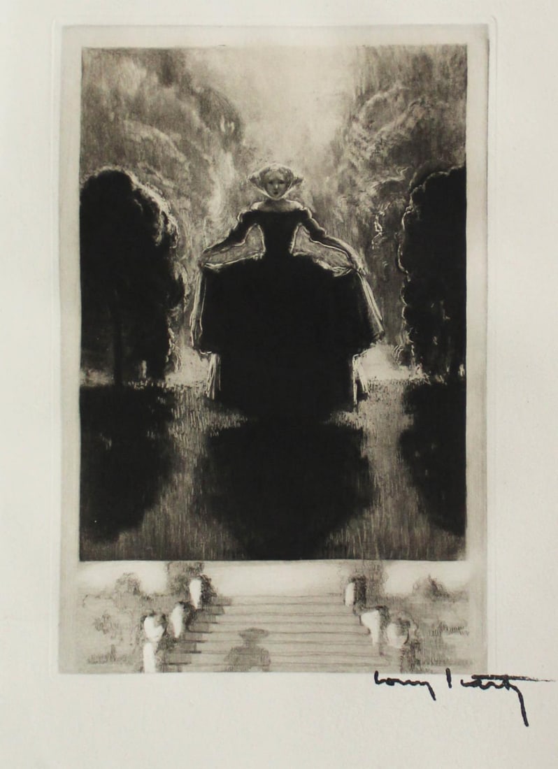 Louis Icart - Untitled V from Le Sixieme Mariage de: Artist: Louis Icart Title: Untitled V from Le Sixieme Mariage de Barbe Bleue Year: 1938 Dimensions: 10in. by 13in. Edition: From the Rare Limited Edition of 45 Publisher: Le Vasseur et Cie. Paris