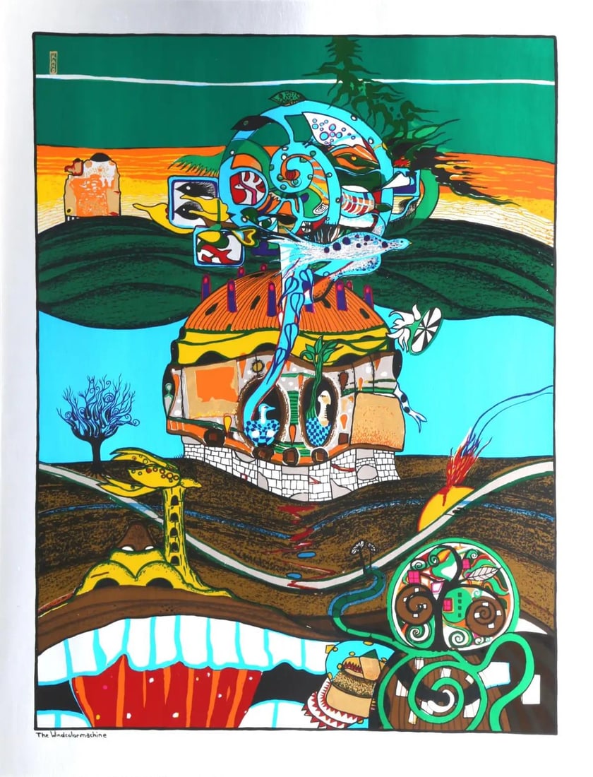 Helmut Kand - The Windcolor Machine: Artist: Helmut Kand Title: The Windcolor Machine Year: 1972 Dimensions: 25in. by 19 1/2in. Edition: From the Rare Limited Edition of 150 Suite: Vienna Daydreams