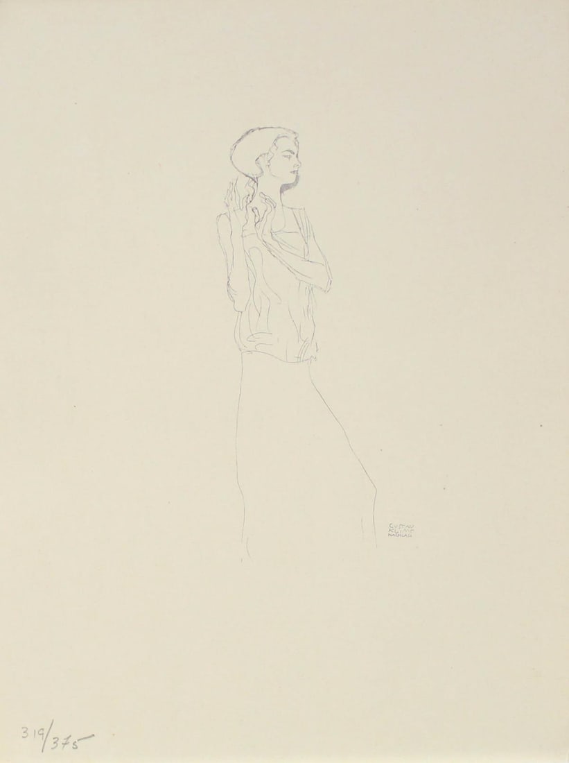 Gustav Klimt (After) - Untitled XXVIII: Artist: Gustav Klimt (After) Title: Untitled XXVIII Year: 1922 Dimensions: 10 1/2in. by 8in. Edition: From the limited edition of 375 Publisher: Thyrsos Verlag; Leipzig and Vienna Suite: Gustav