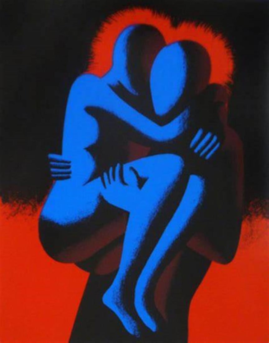 Mark Kostabi - Heartshare: Artist: Mark Kostabi Title: Heartshare Year: 1993 Dimensions: 11.25in. by 8.25in. Edition: From the rare limited edition of 1000. Medium: Serigraph in Colors on Paper Condition: Excellent Signature