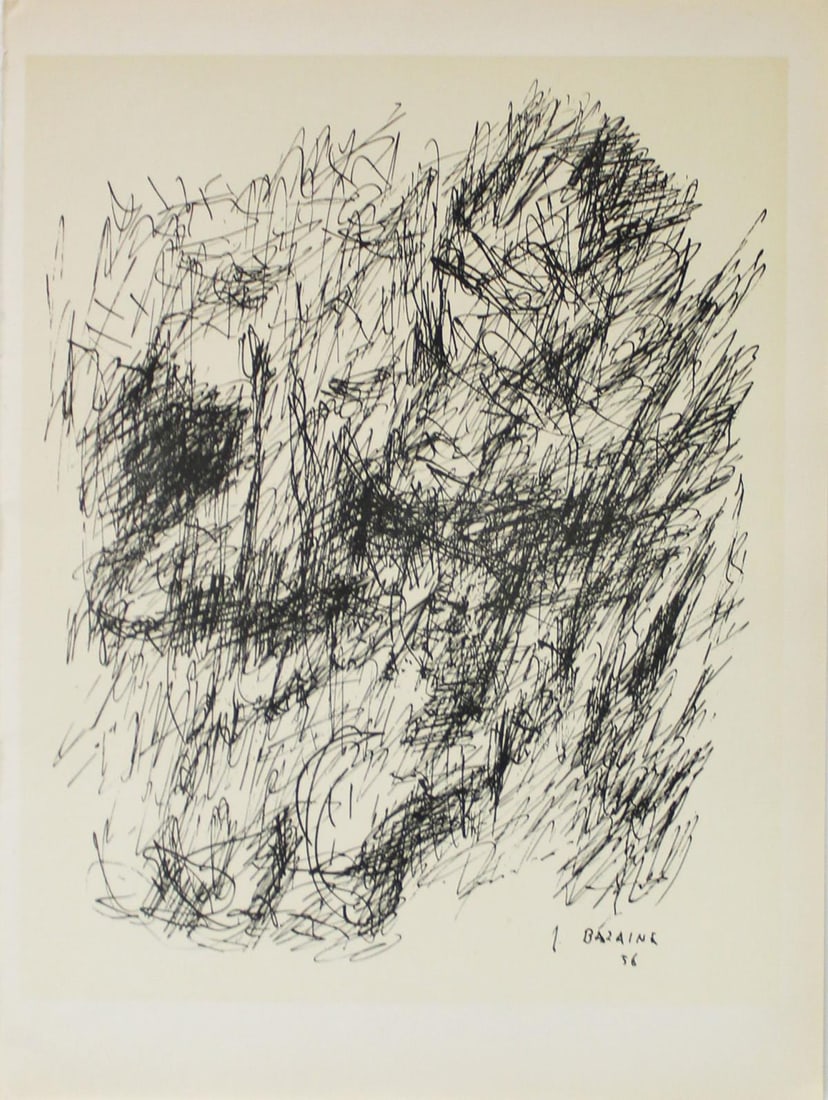 Jean Bazaine - Original Compostition: Artist: Jean Bazaine Title: Original Compostition Year: 1956 Dimensions: 11in. by 15in. Edition: From the Rare Limited Edition Publisher: Maeght Paris Suite: Derriere le Miroir Medium: Lithograph