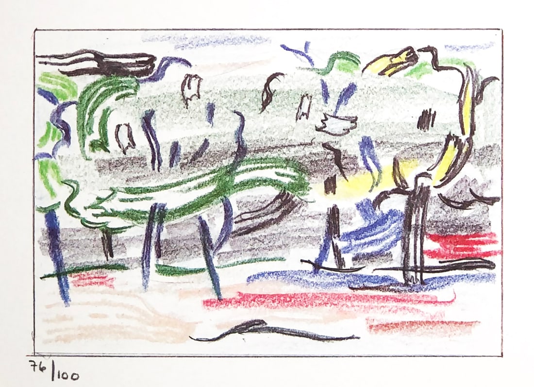 Roy Lichtenstein - Road Before the Forest: Artist: Roy Lichtenstein Title: Road Before the Forest Year: 1986 Dimensions: 10.25in. by 7.5in. Edition: From the rare limited edition Publisher: Harry N. Abrams New York Suite: Landscape Sketches