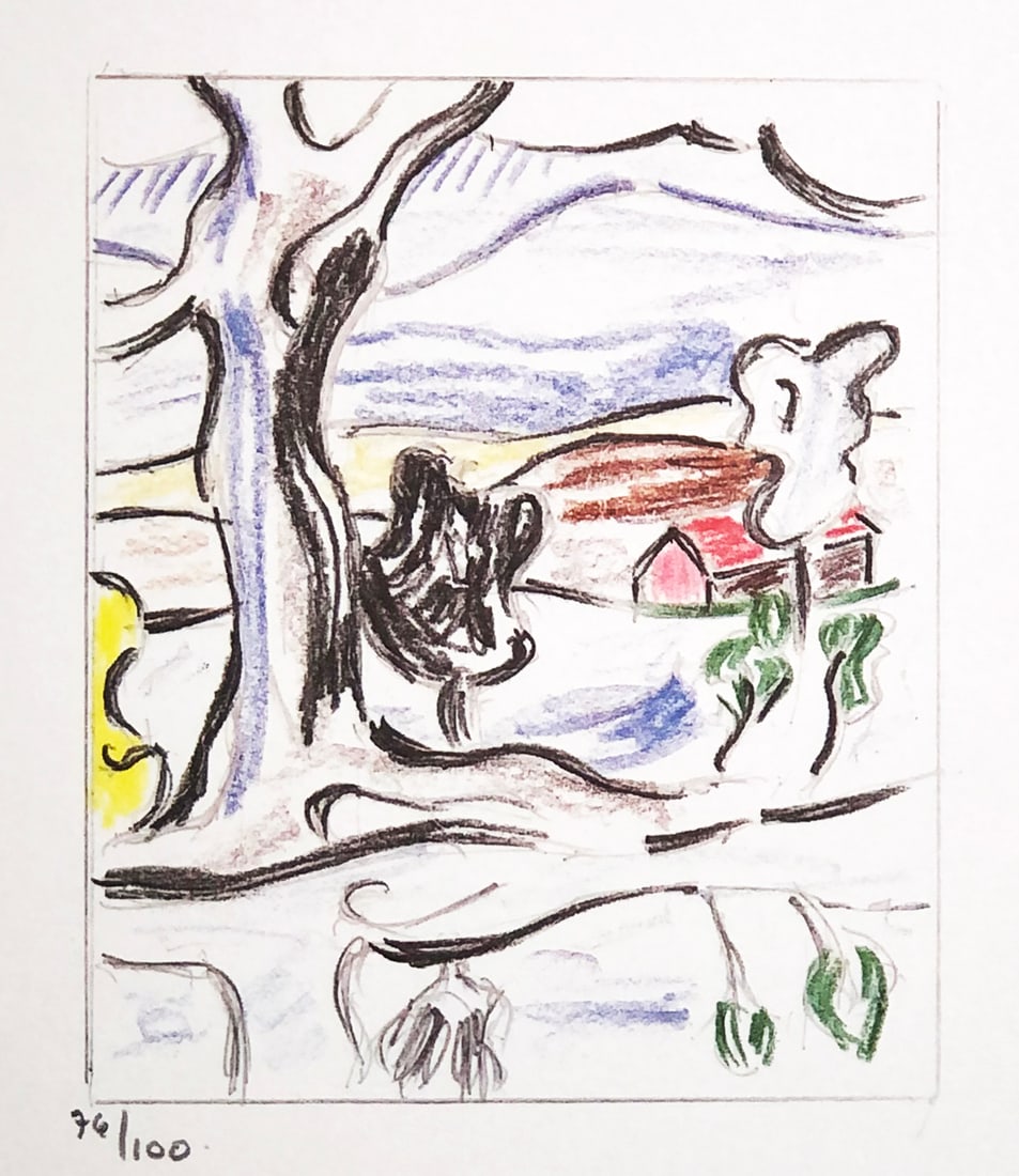 Roy Lichtenstein - The Old Tree: Artist: Roy Lichtenstein Title: The Old Tree Year: 1986 Dimensions: 10.25in. by 7.5in. Edition: From the limited edition of 100 Publisher: Harry N. Abrams New York Suite: Landscape Sketches Medium: