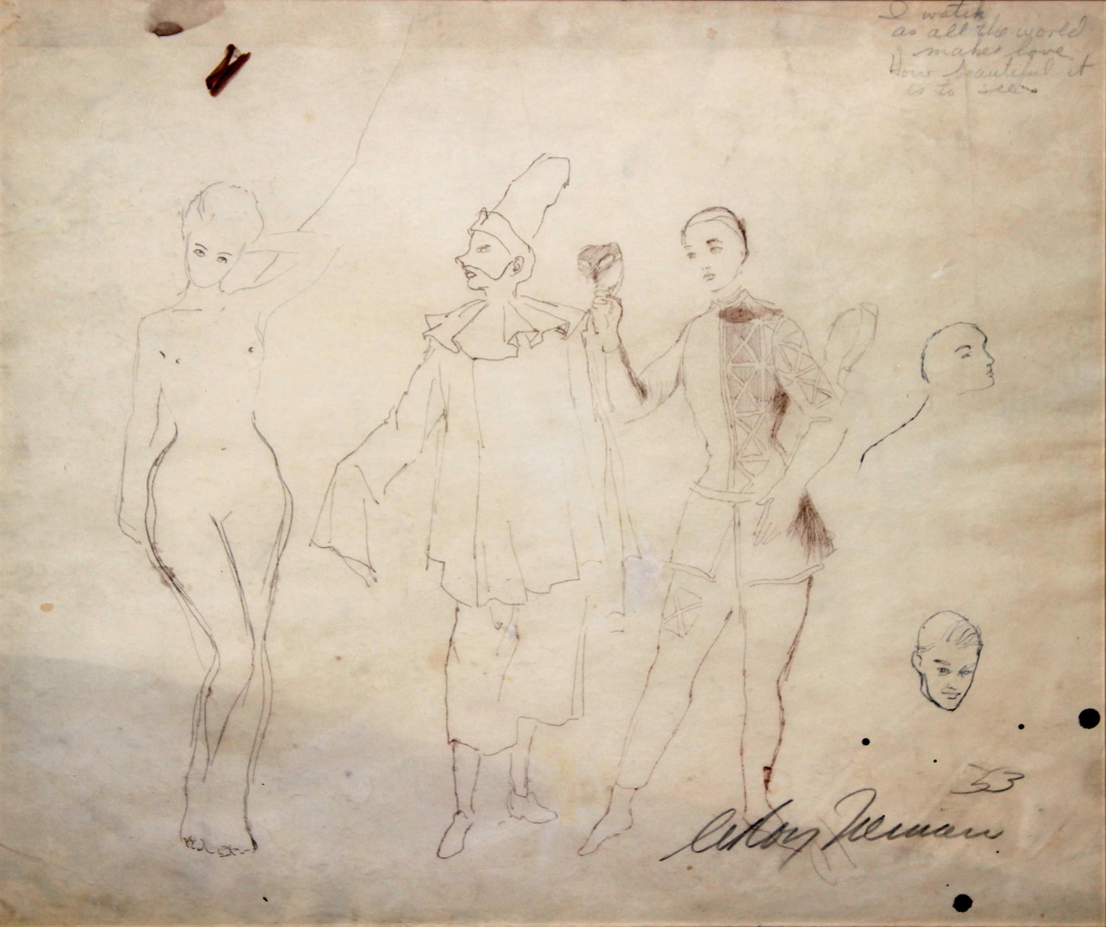 Leroy Neiman - Original Pencil Drawing: Artist: Leroy Neiman Title: Original Pencil Drawing Year: 1953 Dimensions: 13.5in. by 15in. Edition: A unique and original work of art Medium: Original pencil drawing on paper Condition: Excellent