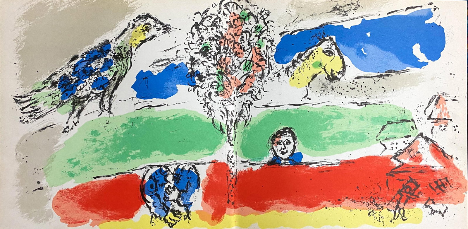 Marc Chagall - Le Fleuve Vert: Artist: Marc Chagall Title: Le Fleuve Vert Year: 1974 Dimensions: 11in. by 22.5in. Edition: From the rare limited edition Publisher: Maeght Editeur Paris Medium: Original lithograph on paper