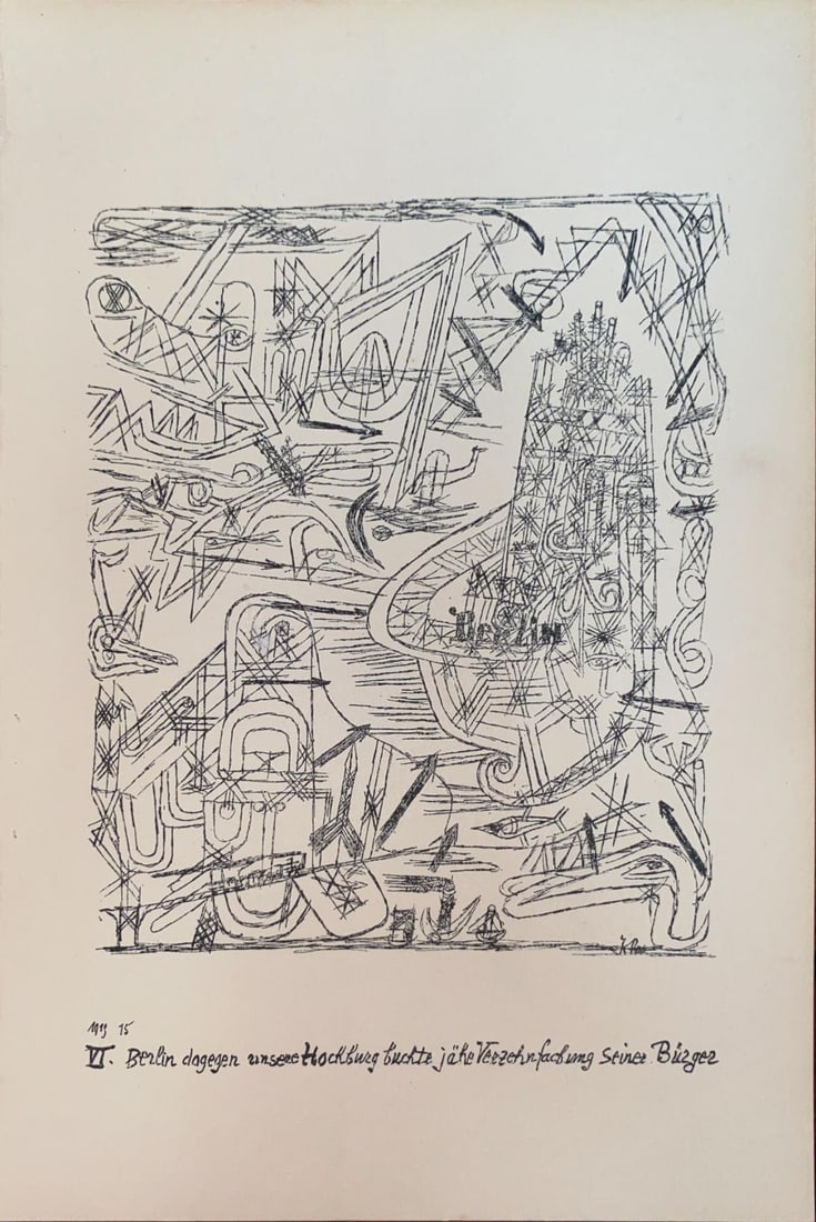 Paul Klee - Berlin Dagegar: Artist: Paul Klee Title: Berlin Dagegar Year: 1919 Dimensions: 5.25in. by 7.5in. Edition: From the rare limited edition of 200 Publisher: New York Graphic Society New York Suite: Potsdamer PLatz by