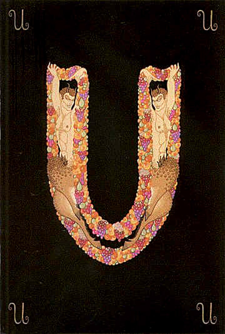 Erte - The Letter U: Artist: Erte Title: The Letter U Year: 1976 Dimensions: 25.5in. by 18.75in. Edition: From the rare limited edition Publisher: Atelier Gourdon Atelier Arcay Paris; American Atelier New York Suite: The