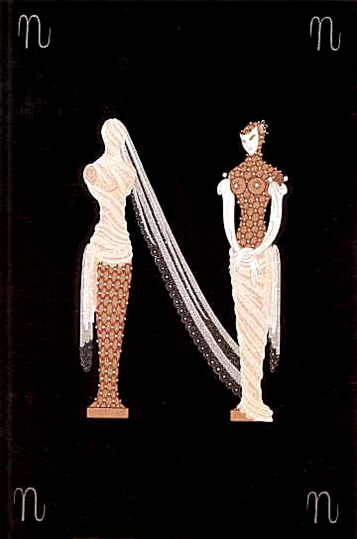 Erte - The Letter N: Artist: Erte Title: The Letter N Year: 1976 Dimensions: 25.5in. by 18.75in. Edition: From the rare limited edition Publisher: Atelier Gourdon Atelier Arcay Paris; American Atelier New York Suite: The