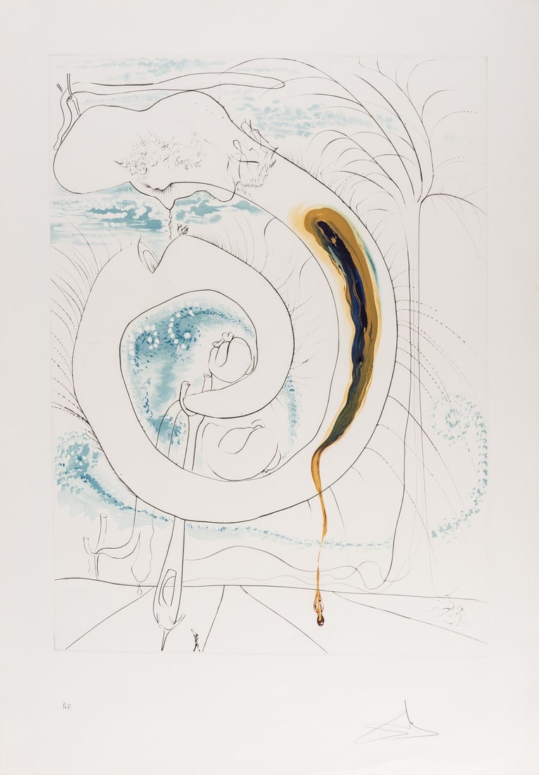 Salvador Dali - Le Cercle: Artist: Salvador Dali Title: Le Cercle Visceral du Cosmos Year: 1974 Dimensions: 29 1/2in. by 21 3/4in. Edition: From the rare limited edition of CLXXXXV Suite: La Conquete du Cosmos Medium: Original