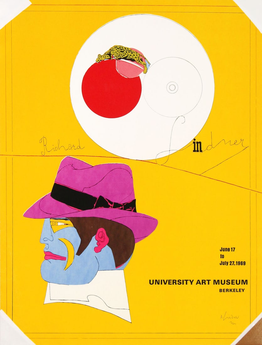 Richard Lindner - University Art Museum Berkeley Signed: Artist: Richard Lindner Title: University Art Museum Berkeley Signed Poster Year: 1969 Dimensions: 24in. by 30.5in. Edition: 176 from the limited ediiton of 200 Medium: Original serigraph on paper