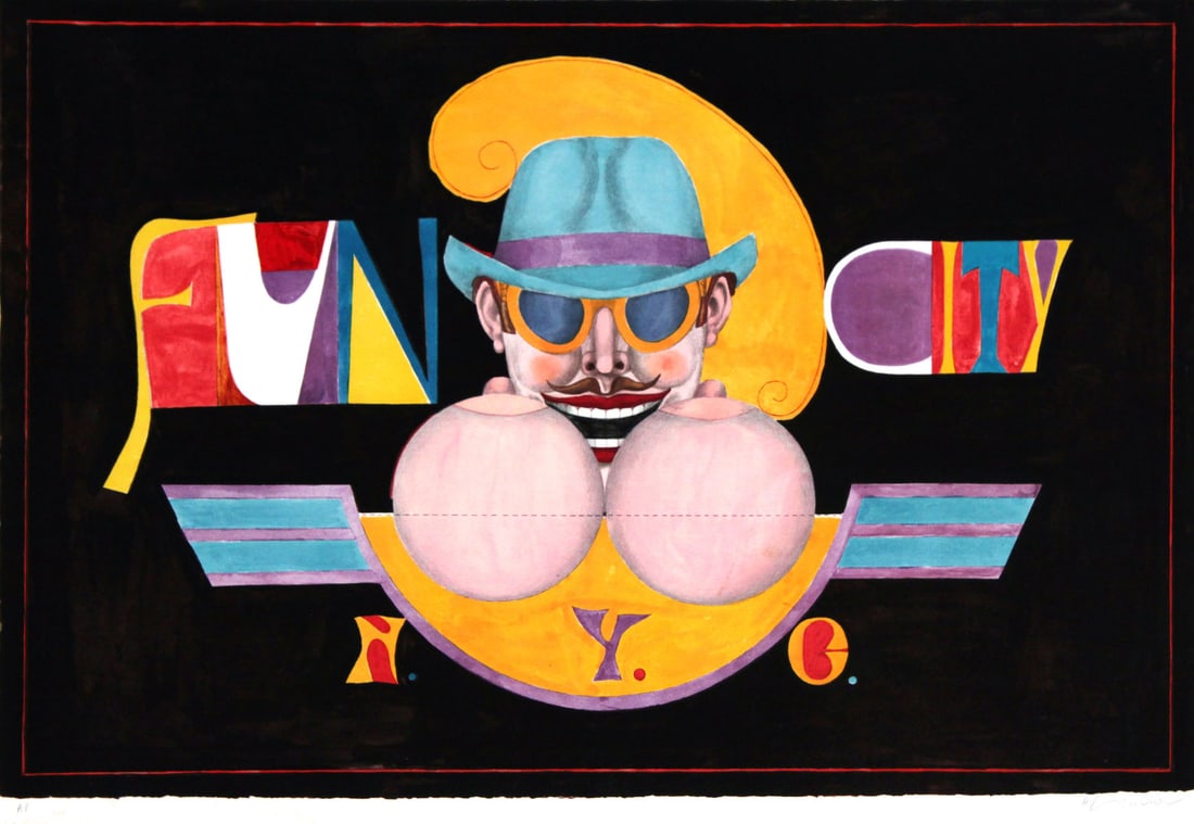 Richard Lindner - Fun City: Artist: Richard Lindner Title: Fun City Year: 1969 Dimensions: 28in. by 40in. Edition: Artist's proof from the rare limited edition Medium: Original lithograph on paper Signature Details: Hand signed