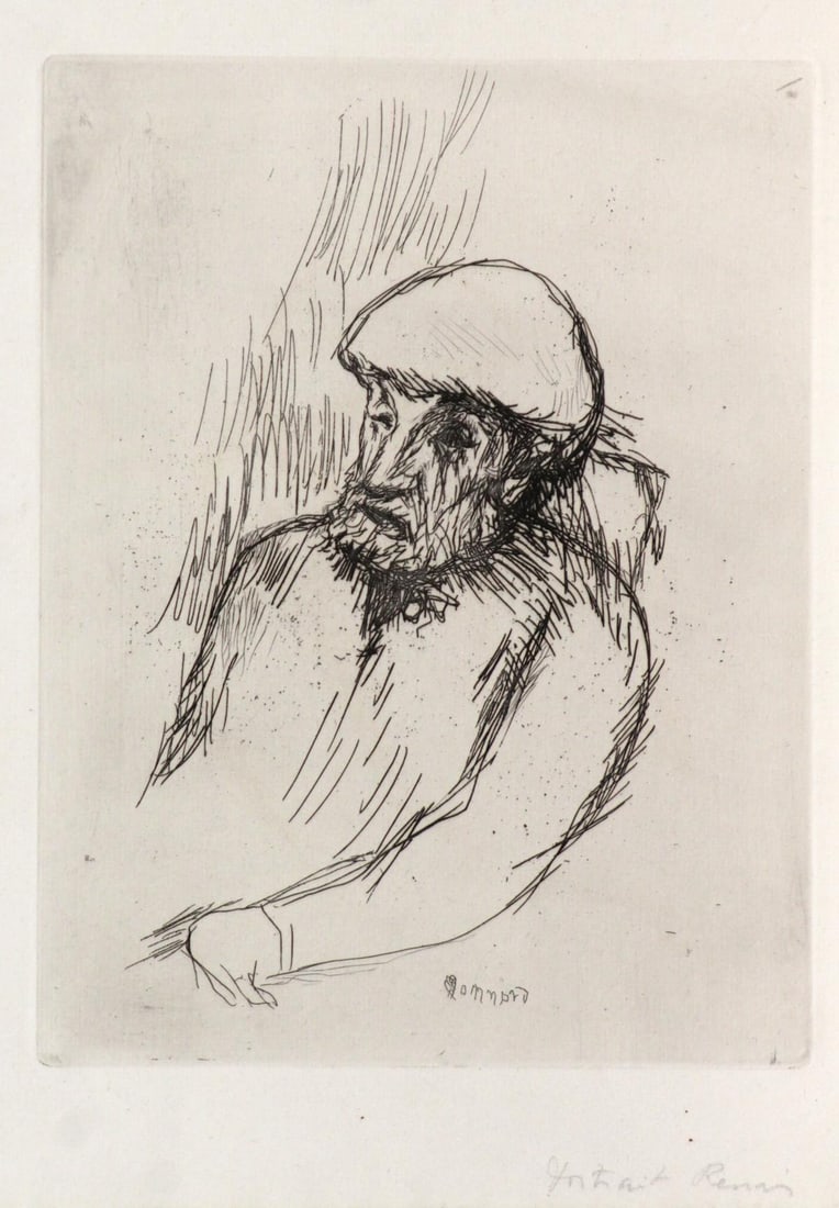 Pierre Bonnard - Portait of Auguste Renoir: Artist: Pierre Bonnard Title: Portait of Auguste Renoir Year: 1916 Dimensions: 10in. by 12 3/4in. Edition: From the rare limited edition Medium: Original etching on paper</