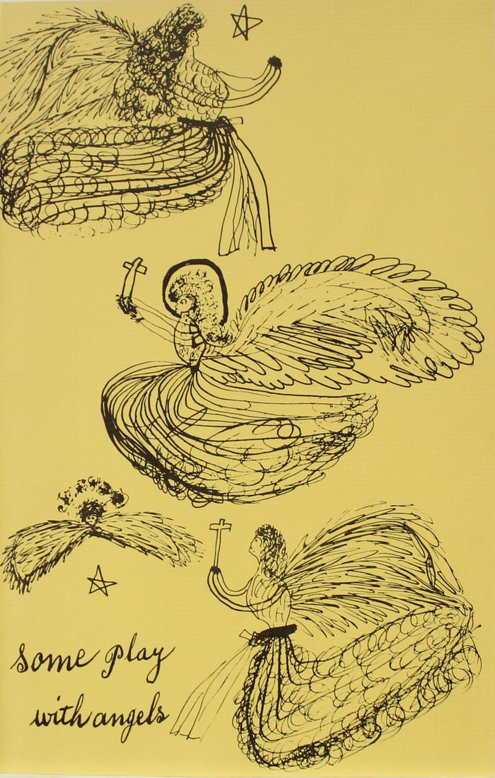 Andy Warhol - Some Play with Angels: Artist: Andy Warhol Title: Some Play with Angels Year: c. 1954 Dimensions: 5.5in. by 8.5in. Edition: From the rare limited edition Suite: Holy Cats. by Andy War