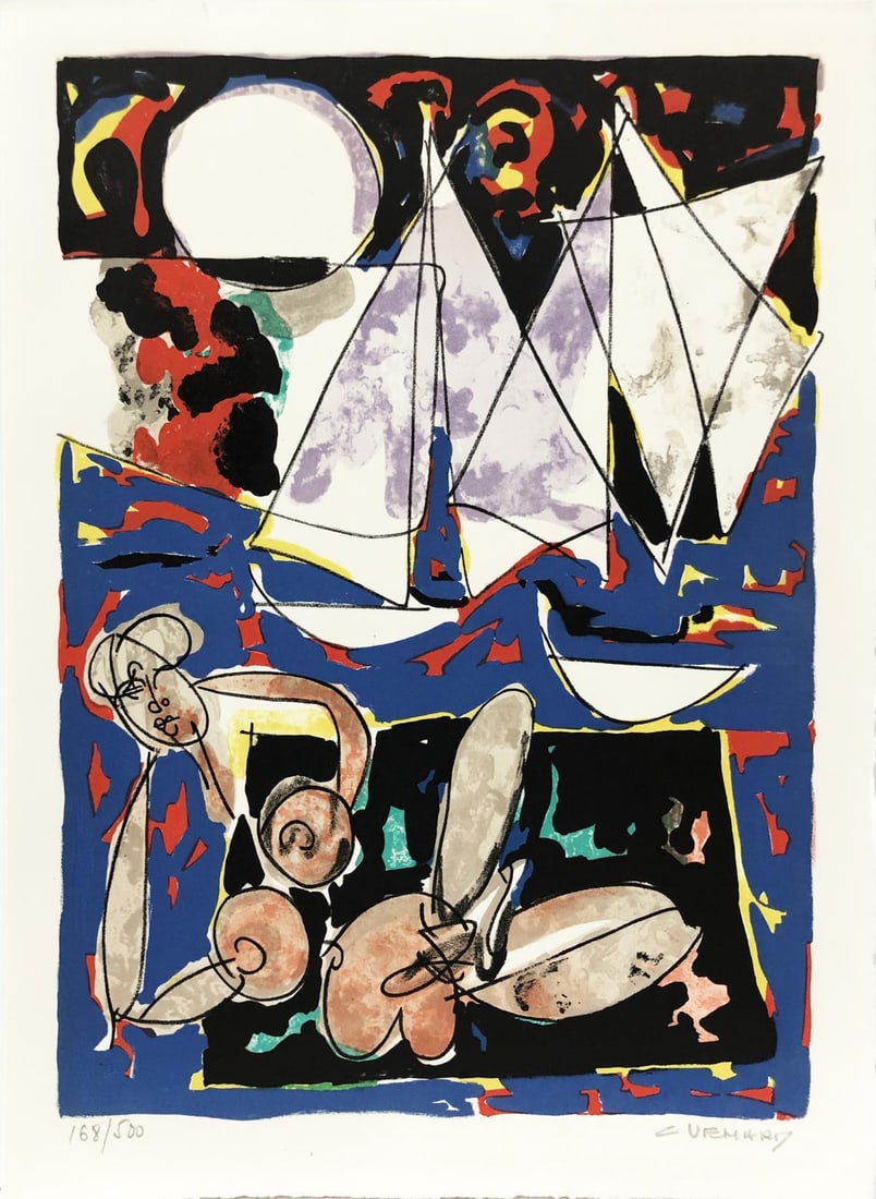 Claude Venard - To the Beach: Artist: Claude Venard Title: To the Beach Dimensions: 14 1/5in. by 10 3/5in. Edition: Numbered from the limited edition of 500 Medium: Original lithograph on paper Condition: Excellent Signature