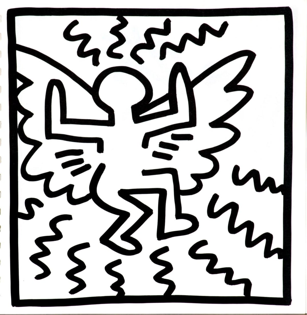 Keith Haring - Untitled (Angel): Artist: Keith Haring Title: Untitled (Angel) Year: 1982 Dimensions: 9in. by 9in. Edition: From the limited edition of 2000 Publisher: Tony Shafrazi Gallery New York Suite: Keith Haring Medium: