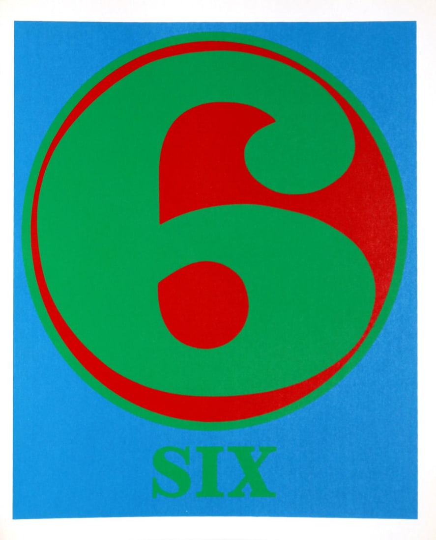 Robert Indiana - Six: Artist: Robert Indiana Title: Six Year: 1968 Dimensions: 10in. by 8.25in. Edition: From the limited edition of 2500 Publisher: Edition Domberger Stuttgart Suite: Robert Creeley: Numbers Medium: