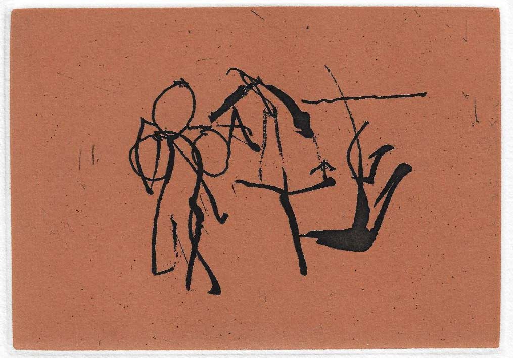 Robert Motherwell - The Streets: Artist: Robert Motherwell Title: The Streets Year: 1988 Dimensions: 4 1/4 x 6 in. Edition: IV from the limited Printer's Proof edition of V, aside from the edition of 40 Publisher: Arion Press, San
