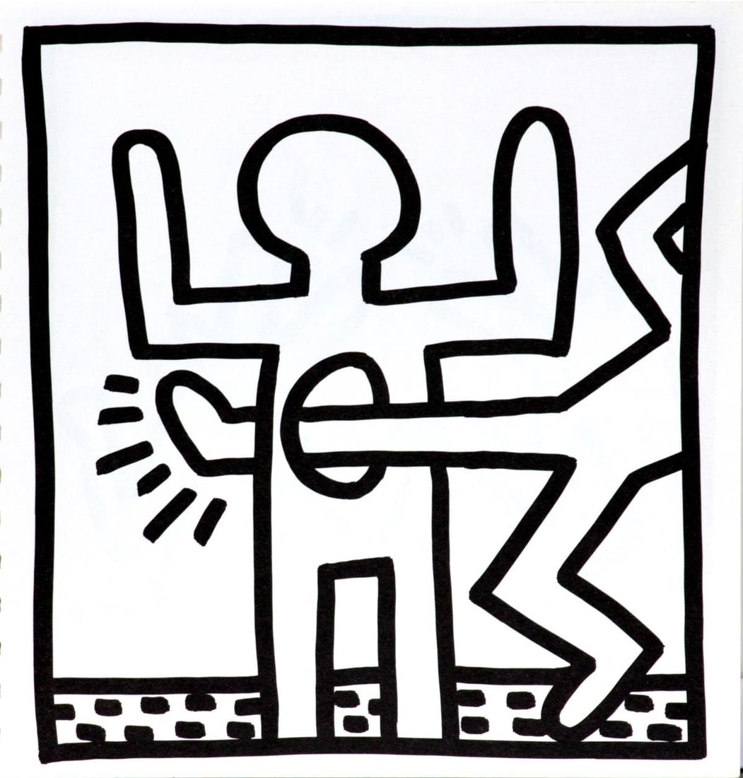 Keith Haring - Untitled (Kicking Through): Artist: Keith Haring Title: Untitled (Kicking Through) Year: 1982 Dimensions: 9in. by 9in. Edition: From the limited edition of 2000 Publisher: Tony Shafrazi Gallery New York Suite: Keith Haring