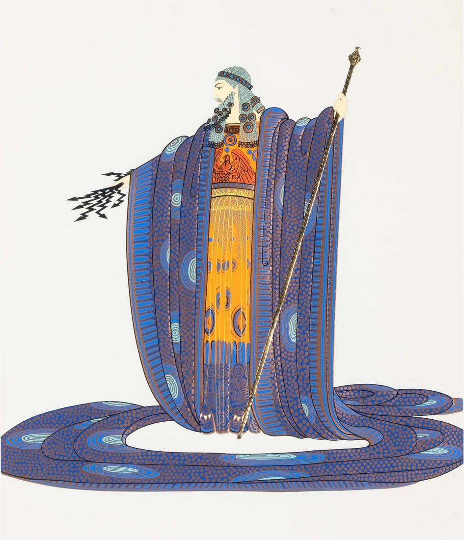 Erte - Zeus: Artist: Erte Title: Zeus Year: 1981 Dimensions: 28 x 23 1/2 in. Edition: Numbered 29 from the limited Artist's Proof edition of 60 Publisher: Circle Fine Art Corporation, Chicago Medium: Serigraph in