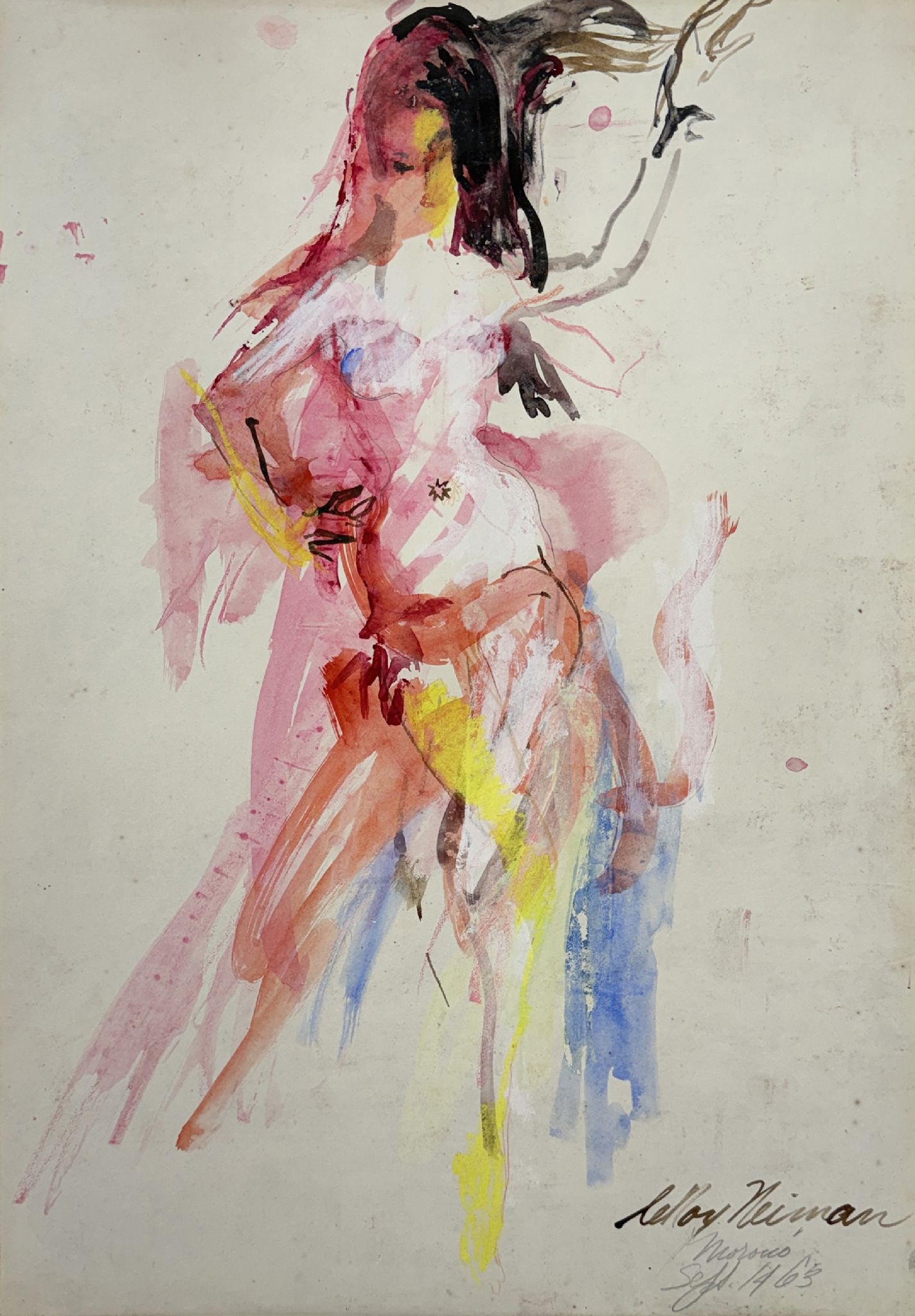 LeRoy Neiman - Morocco (Study of a Belly Dancer): Artist: LeRoy Neiman Title: Morocco (Study of a Belly Dancer) Year: 1963 Dimensions: 24 x 18 in. Edition: Original work of art Medium: Pencil and watercolor on illustration board Condition: Excellent