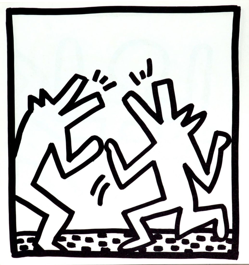 Keith Haring - Untitled (Howling Dogs): Artist: Keith Haring Title: Untitled (Howling Dogs) Year: 1982 Dimensions: 9in. by 9in. Edition: From the limited edition of 2000 Publisher: Tony Shafrazi Gallery New York Suite: Keith Haring Medium: