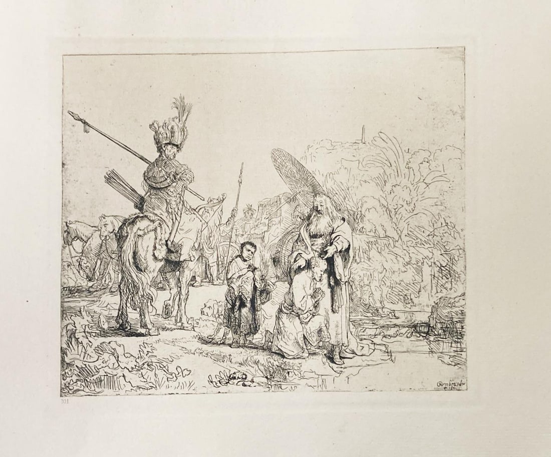 Rembrandt van Rijn (after 1883) - Baptism of the Eunuch c1880: Artist: Rembrandt van Rijn (after 1883) Title: Baptism of the Eunuch Year: 1883 Dimensions: 10.5in. by 14.5in. Edition: From the rare limited edition Medium: Heliogravure after original engraving on