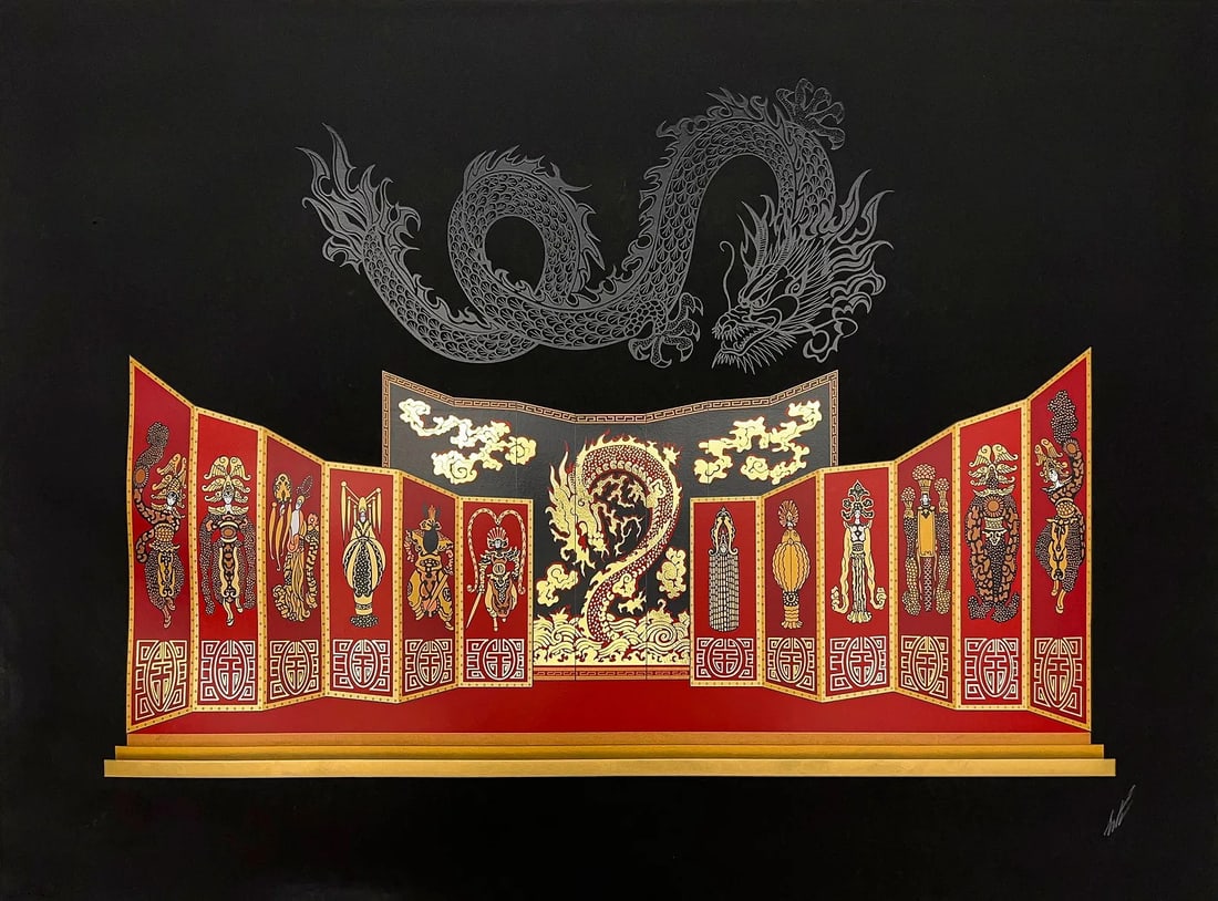 Erte - Mah-Jongg: Artist: Erte Title: Mah-Jongg Year: 1985 Dimensions: 30 x 40 1/2 in. Edition: 92 from the limited edition of 300 Publisher: Chalk & Vermilion Fine Arts, Ltd.